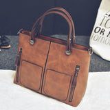 Tote / Shoulder Bag  <br>Vegan-Leather Handbag Brown - strapsandbrass.com