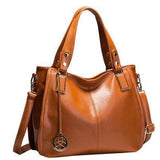 <bold>Tote  / Shoulder Bag <br>Genuine-Leather Handbag Brown - strapsandbrass.com