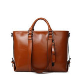 Tote / Shoulder Bag  <br>Genuine-Leather Handbag Brown - strapsandbrass.com