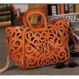 <bold>Tote / Shoulder Bag  <br>Vegan-Leather Handbag Brown  leather bag - strapsandbrass.com