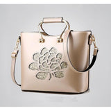 <bold>Top-Handle / Shoulder Bag  <br>Genuine-Leather Handbag champange - strapsandbrass.com