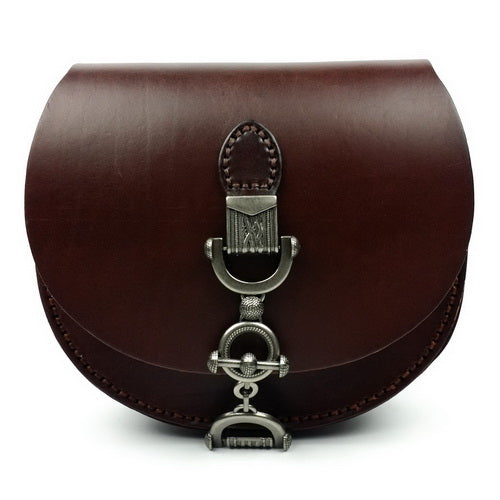 Shell / Crossbody Bag  <br>Genuine-Leather Handbag chocolate - strapsandbrass.com
