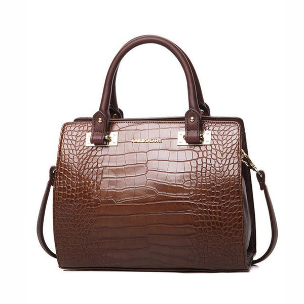 <bold>Top-Handle / Tote Bag  <br>Vegan-Leather Handbag Coffee - strapsandbrass.com
