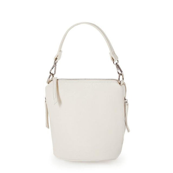 <bold>Bucket / Crossbody Bag <br>Vegan-Leather Handbag Cream - strapsandbrass.com