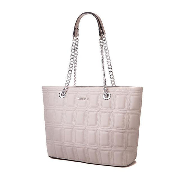 <bold>Tote / Shoulder Bag <br>Vegan-Leather Handbag Cream - strapsandbrass.com