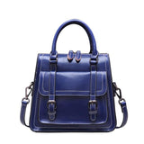 <bold>Top-Handle / Messenger Bag <br>Genuine-Leather Handbag Blue - strapsandbrass.com