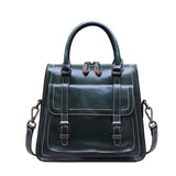 <bold>Top-Handle / Messenger Bag <br>Genuine-Leather Handbag Green - strapsandbrass.com