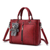 <bold> Tote / Shoulder Bag <br> Vegan-Leather Handbag Burgundy - strapsandbrass.com