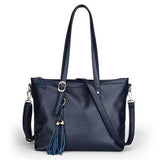 <bold>Tote / Crossbody Bag <br>Vegan-Leather Handbag deep Blue - strapsandbrass.com