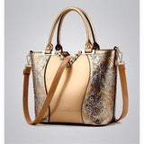 <bold>Tote / Shoulder Bag <br>Genuine-Leather Handbag Gold - strapsandbrass.com