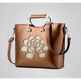 <bold>Top-Handle / Shoulder Bag  <br>Genuine-Leather Handbag Gold - strapsandbrass.com