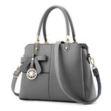 <bold>Top-Handle / Messenger Bag <br>Vegan-Leather Handbag Gray - strapsandbrass.com
