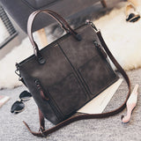 Tote / Shoulder Bag  <br>Vegan-Leather Handbag Gray - strapsandbrass.com