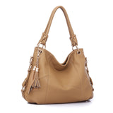 <bold>Hobo / Tote Bag <br>Genuine-Leather Handbag Khaki - strapsandbrass.com