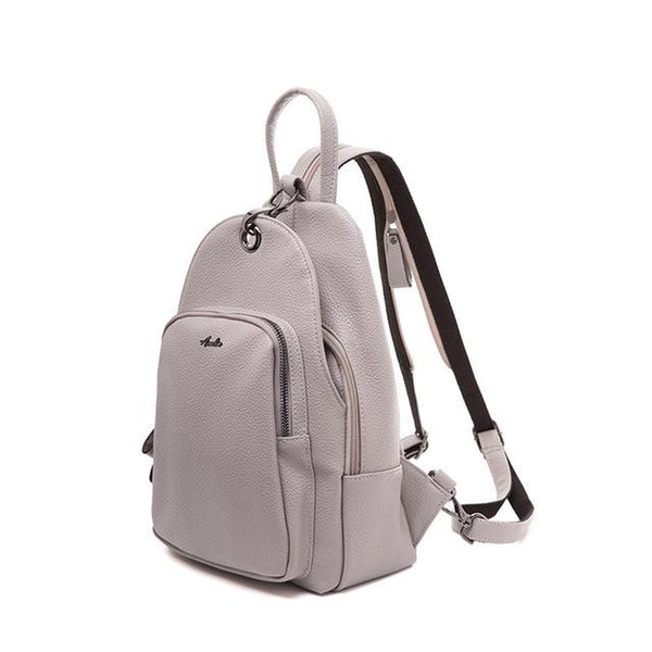 <bold>Casual Day Backpack <br>Vegan-Leather Fashion Backpack Gray - strapsandbrass.com
