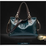 <bold>Hobo / Tote Bag <br>Genuine-Leather Handbag lake Blue - strapsandbrass.com
