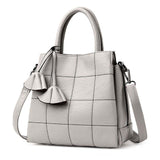Bucket / Crossbody Bag  <br>Genuine-Leather Handbag Gray - strapsandbrass.com