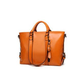 Tote / Shoulder Bag  <br>Genuine-Leather Handbag Orange - strapsandbrass.com