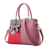 <bold>Top-Handle / Messenger Bag <br>Vegan-Leather Handbag Pink Gray - strapsandbrass.com