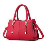 <bold>Top-Handle  / Shoulder Bag  <br>Vegan-Leather Handbag Red - strapsandbrass.com