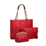<bold>Tote Crossbody Bag & Purse Set <br>Vegan-Leather Handbag Red - strapsandbrass.com