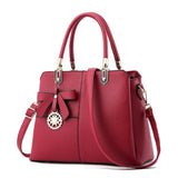 <bold>Top-Handle / Messenger Bag <br>Vegan-Leather Handbag Red - strapsandbrass.com