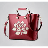 <bold>Top-Handle / Shoulder Bag  <br>Genuine-Leather Handbag Red - strapsandbrass.com