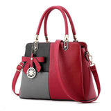<bold>Top-Handle / Messenger Bag <br>Vegan-Leather Handbag RedBlack - strapsandbrass.com