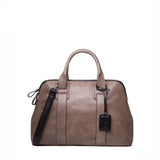 <bold>Top-Handle / Tote Bag  <br>Vegan-Leather Handbag Taupe - strapsandbrass.com