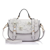 <bold>Satchel / Shoulder Bag <br>Vegan-Leather Handbag White - strapsandbrass.com