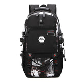 Backpack USB Charging & Water Resistant <br> Oxford Backpack white black - strapsandbrass.com