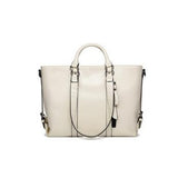 Tote / Shoulder Bag  <br>Genuine-Leather Handbag White - strapsandbrass.com