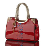 <bold>Top-Handle Bag / Satchel  <br>Genuine-Leather Handbag Red - strapsandbrass.com
