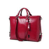 Tote / Shoulder Bag  <br>Genuine-Leather Handbag Red - strapsandbrass.com
